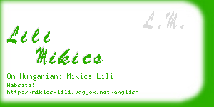 lili mikics business card